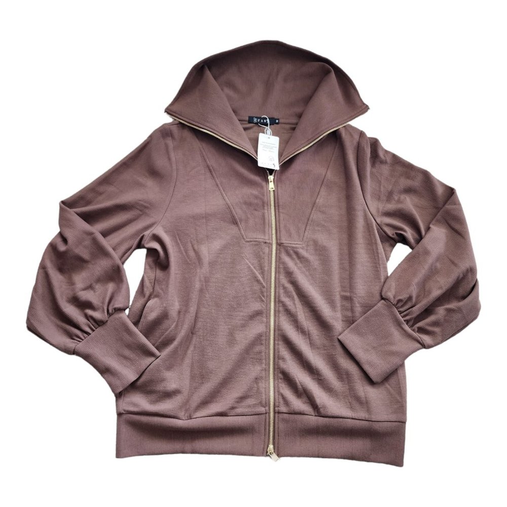 EFAN Sweatshirts for Women Size M Half Neck Zip Up Brown Polyester Blend NEW